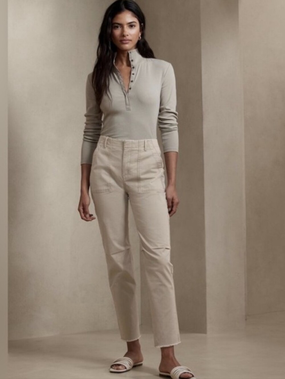 Banana Republic Women's Mid-Rise Chino Pants in Light Taupe